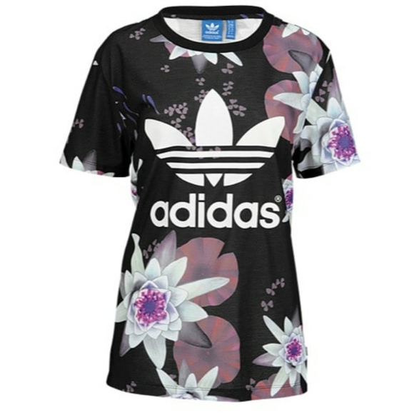 Adidas Rare Lotus Floral Tshirt Tee - Picture 1 of 8
